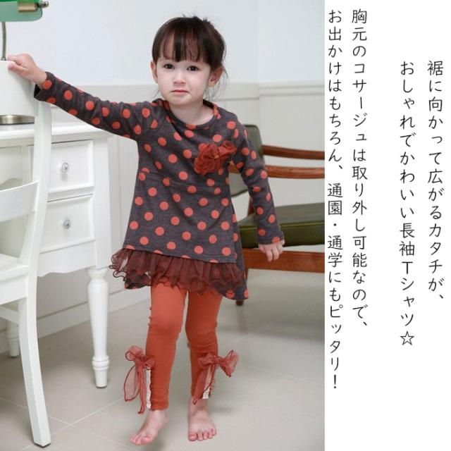 子供服 トップス 女の子 長袖 チュニック 子供服 ドット柄 可愛い_1