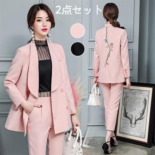 パンツスーツ レディース 新作 2点セット フォーマル 結婚式 Ol通勤 お呼ばれ 長袖スーツ ロングパンツ 花柄刺繍 おしゃれ の通販はau Pay マーケット リベラルsaitama