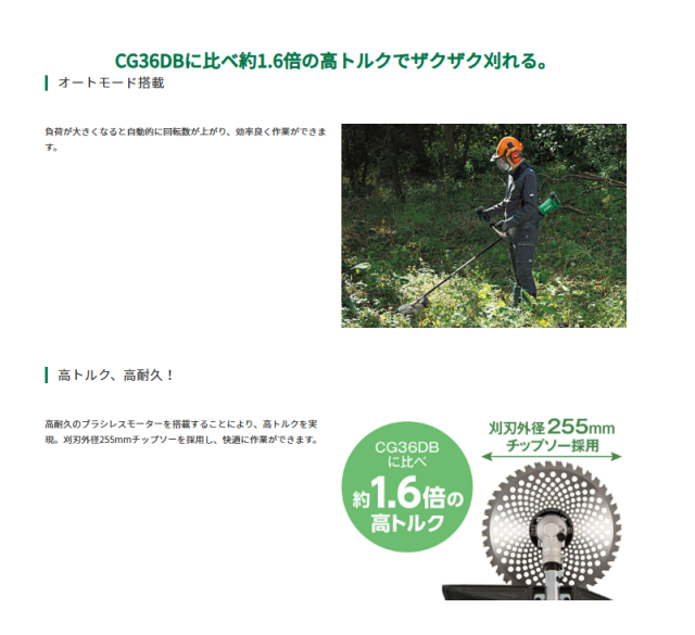 (メーカー直送 代引不可)HiKOKI(ハイコーキ) マルチボルト (36V) コードレス刈払機 CG36DC (WPZ) ※蓄電池・充電器付 【DIY/電動工具/刈払機/園芸】_1