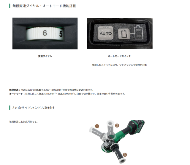 (在庫あり　限定特価)HiKOKI (ハイコーキ) コードレスディスクグラインダ 18V　ブレーキ付 100mm 本体のみ G1810DB(NN) (G1810DBNN)※バッテリー・充電器・ケース別売【DIY/電動工具/研削】_3