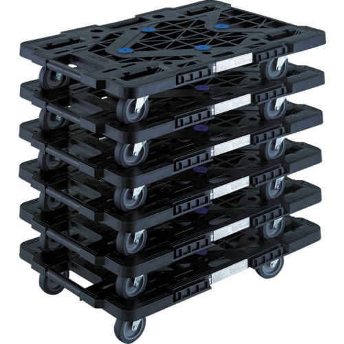 （直送品　代引不可）ＴＲＵＳＣＯ まとめ買い 樹脂製平台車 ルートバン  MPK-600J-BK-M6 【６台セット】(MPK600JBKM6)　(856-4247)