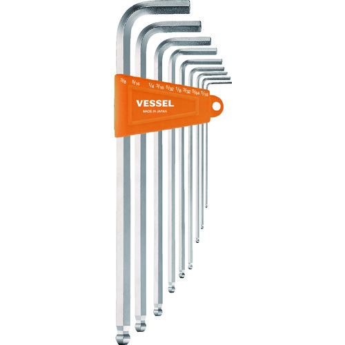ＶＥＳＳＥＬ　六角棒レンチセット　本締めボールポイントレンチ（ロングタイプ）（インチ）９本組　８３０９ＢＰ−ＬＩＮ (167-8429) (8309BPLIN)