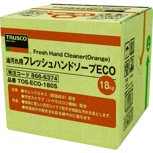 ＴＲＵＳＣＯ　フレッシュハンドソープＥＣＯ　１８Ｌ　詰替　バッグインボックス (866-6374) (TOSECO180S)