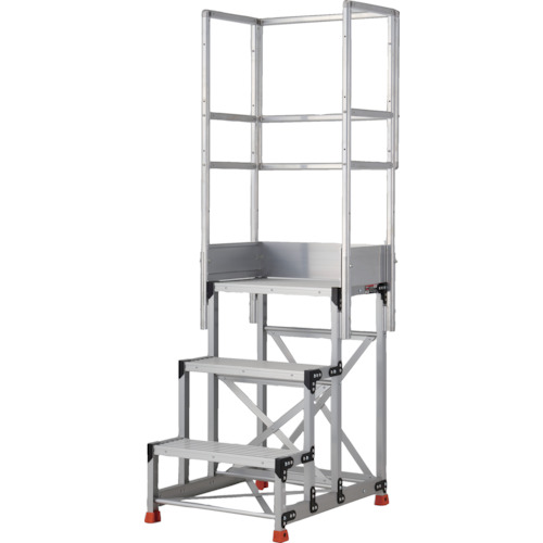 ＴＲＵＳＣＯ　アルミ製作業用踏台　３段　高さ０．９ｍ　天板寸法６００×４００　段高３００ｍｍ　天場三方手すり付き (552-0093) (TSF369TS300)