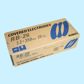 神戸製鋼　溶接棒　RB-26 3.2Φ　20Kg 1箱（5kg X 4箱入り） 写真は代表画像になります。ご了承下さい。 KOBELCO LB-26 溶接棒 3.2mm x 350mm 20kg