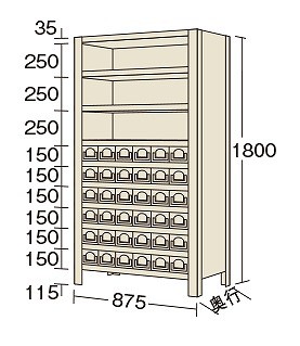 【代引き不可】 物品棚KW型 KW1110-36