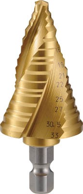 【送料無料！TRUSCO工具 お買い得特価(トラスコ中山)】ＴＲＵＳＣＯ　ステップドリル　３枚刃チタンコーティング　６〜３３ｍｍ　段数１の通販は