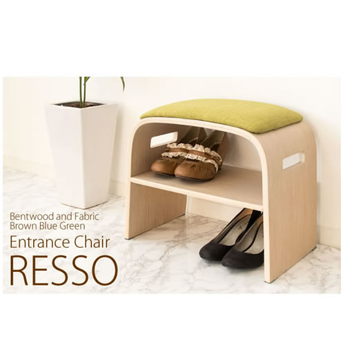 宮武製作所【両サイド取っ手つき】玄関チェア RESSO（レッソ） グリーン 完成品 BCW-500-GR【曲げ木使用】の通販は 9,600円