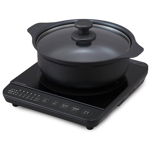 アイリスオーヤマ【IRIS】1口 卓上IHコンロ鍋セット 1400W ブラック 鍋24cm IHKP-T39124-B【卓上IHクッキングヒーター】の通販は