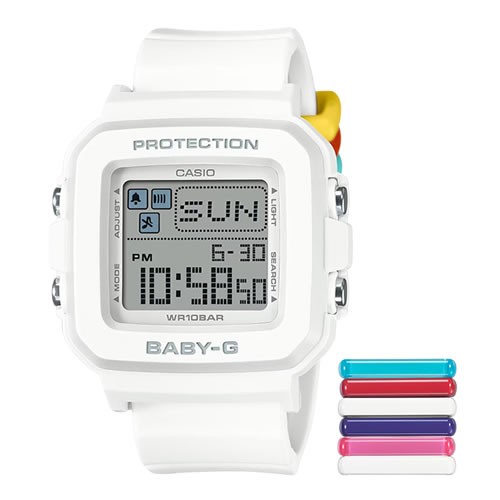 カシオ【国内正規品】Baby-G ベビージー BABY-G+PLUS デジタル腕時計 ホワイトレディース バンドループ6個付属 BGD-10L-7JR【10気圧防水】の通販は