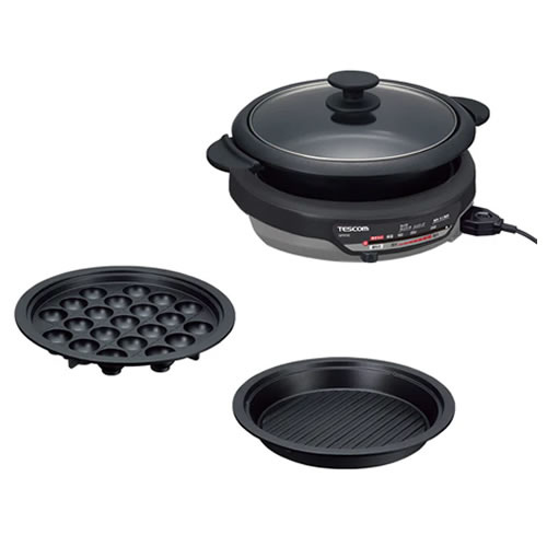 テスコム【TESCOM】3.4L グリルなべ スタイリッシュグレー 1300W 溝 