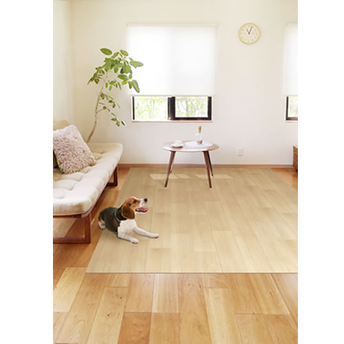 明和グラビア【ペット用品】ペットラグ PRUG-02 BE 防止シート付き 怪我防止 木目調 180×270cm ベージュ Li4977932279797【滑らない 消臭 洗える ラグマット リビング】