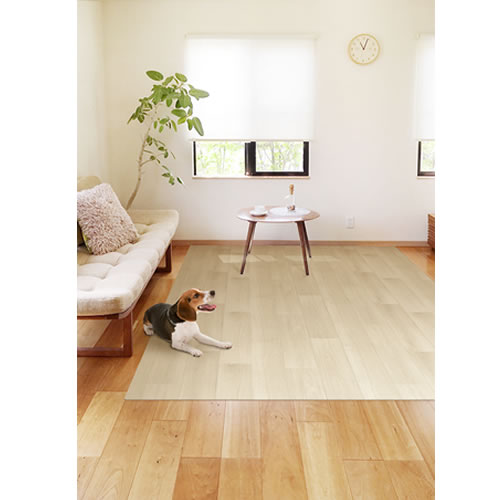 明和グラビア【ペット用品】ペットラグ PRUG-01 WH 防止シート付き 怪我防止 木目調 180×240cm ホワイト Li4977932279803【滑らない 消臭 洗える ラグマット リビング】