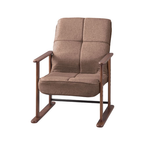 東谷【インテリア家具】高座椅子S ブラウン ※お客様組み立て LSS-34BR【リクライニングチェア】高さ4段調節可