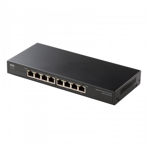 サンワサプライ【PC周辺機器】ギガビット対応PoEスイッチングハブ（8ポート・マグネット付き） LAN-GIGAPOE85【壁面取り付け金具付属】ファンレス仕様