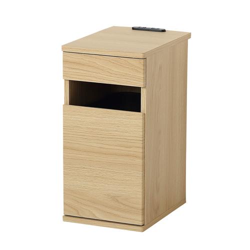 クロシオ【完成品】コンセント付ダストボックス ナチュラル ※メーカー直送・代引き不可 KU4954877823131【インテリア家具・ゴミ箱】