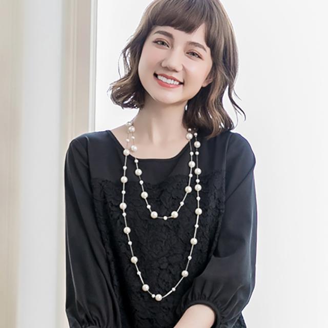 パールネックレス ロング フォーマル アクセサリー 2連 華奢 パール 