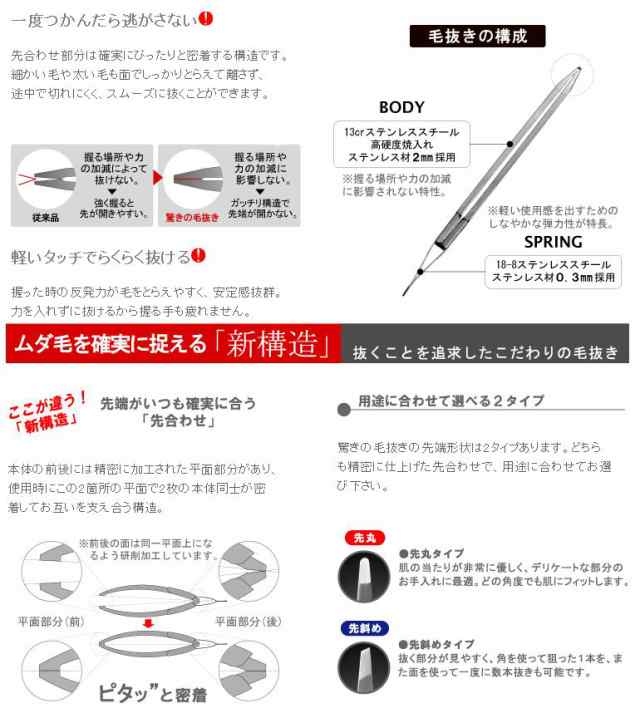 驚きの毛抜き 先斜めタイプ ローズ GT-224 グリーンベル - 毛抜き