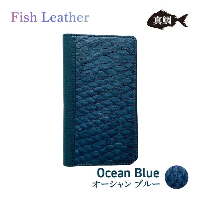 手帳型スマホケース フィッシュレザー/マダイ オーシャンレザーブランド fish leather 鯛 魚皮を魚革に ギフトラッピングOK 誕生日 記念日 就職祝 入学卒業 学業お守り 長寿 スマートフォンケース　i-phone用　アンドロイド用他汎用ケース_8