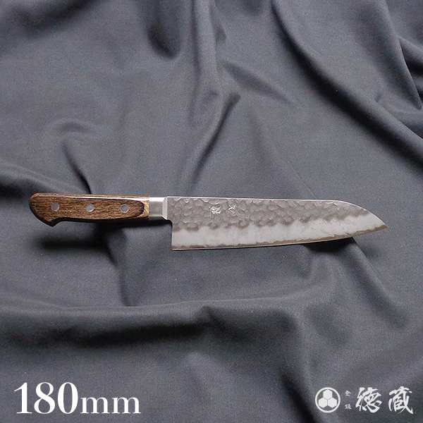 三徳ステンレス包丁　180mm/両刃/AUS8/積層材（こげ茶色）/日本製/徳蔵刃物・TOKUZO KNIVES・JAPAN・Kitchen Knives・包丁・ほうちょう・