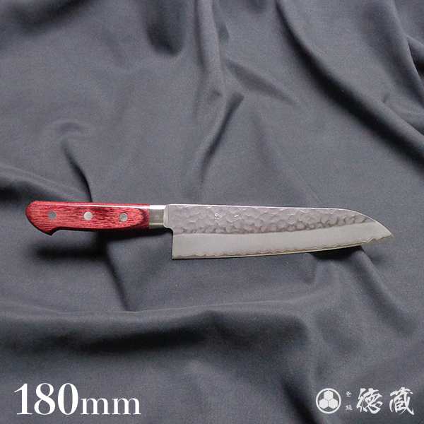 三徳ステンレス包丁　180mm/両刃/AUS8/積層材(赤)/日本製/徳蔵刃物・TOKUZO KNIVES・JAPAN・Kitchen Knives・包丁・ほうちょう・ホウチョ