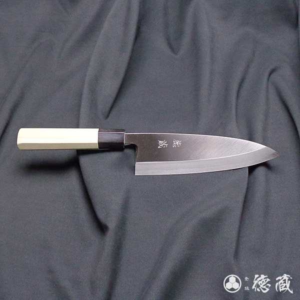 青二 出刃包丁 朴八角柄 180mm 片刃 青紙2号 朴 日本製 徳蔵刃物 