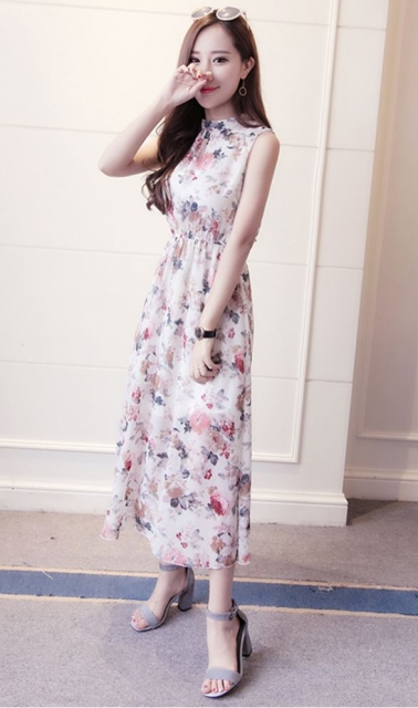 花柄 ノースリーブ マキシ丈ワンピース 夏コーデ カジュアル デート 食事会の通販はau Pay マーケット Star Train