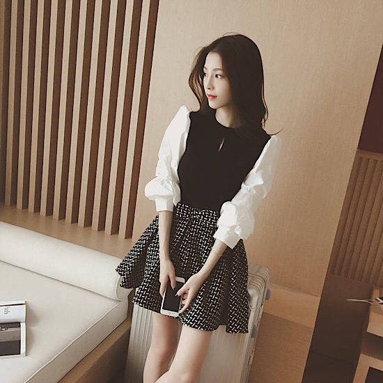 ブラウス レディース 長袖 ミニスカート フレア トップス セット ウエストリボン フェミニン 姫系 ガーリッシュ 可愛い 彼ウケの通販はau Pay マーケット Star Train