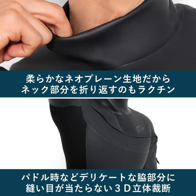 RSS SURF セミドライ ウェットスーツ メンズ 5×3mm ロングチェストジップ スキン セミドライスーツ ウエット 日本規格_6