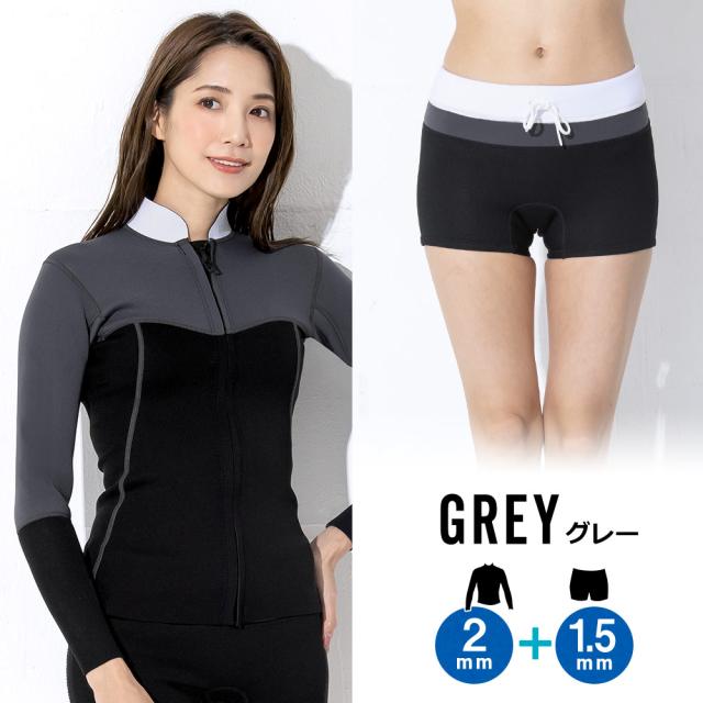ウェットスーツ 半袖 ショートパンツ グレー/ブラック 楽天市場】半ズボン つなぎ 半袖（ウェットスーツ｜マリン