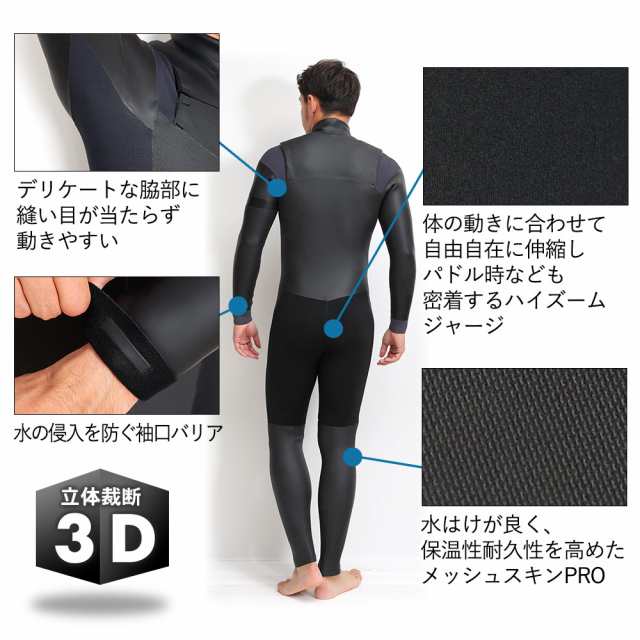 22-23] FELLOW セミドライ ウェットスーツ メンズ ALL3mm チェスト 