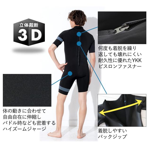 FELLOW ウェットスーツ スプリング メンズ バックジップ 2mm
