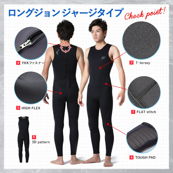 ウェットスーツ メンズ ロングジョン ジャージ 2.5mm RSS サーフィン 初心者 予備用 日本規格