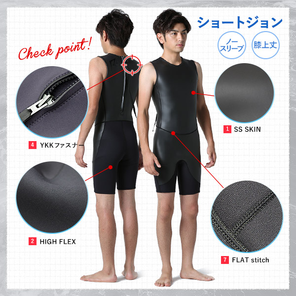 ウェットスーツ メンズ スキン ショートジョン 2mm RSS SURF M