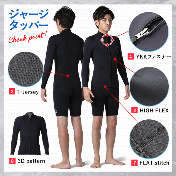 ウェットスーツ タッパー 2mm メンズ ジャージ サーフィン SUP 初心者