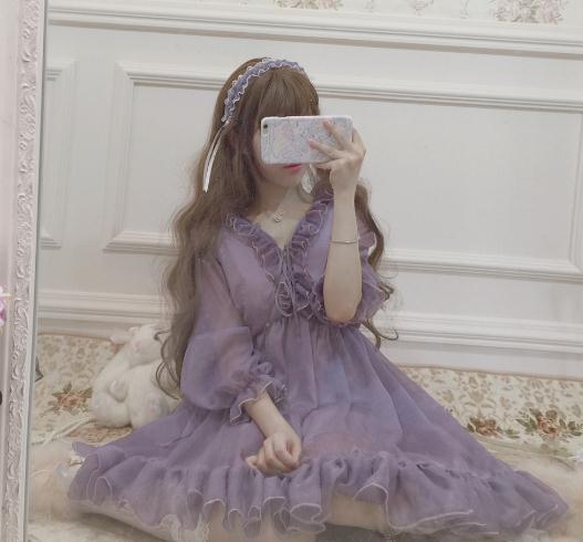 夏 法式宮廷洋服 ゴスロリ ワンピース ドレス ロリィタ 7分袖op膝丈 Lolita ロリータ コスプレ やさしさ色 シフォン の通販はau Pay マーケット エンブリッジ