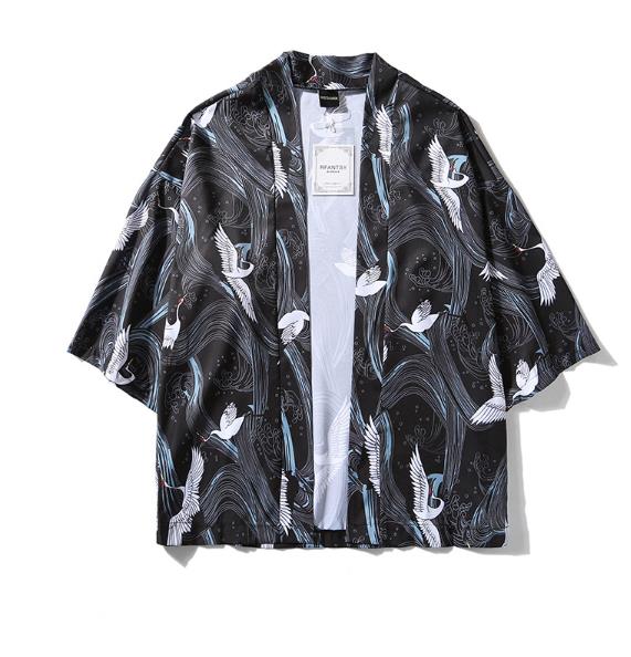 メンズ カジュアルシャツ 日系復古暗黒道士服七分袖アウター和服コートメンズ 開襟シャツ 浴衣着物 プリント 花火大会部屋着uvカットの通販はau Pay マーケット エンブリッジ