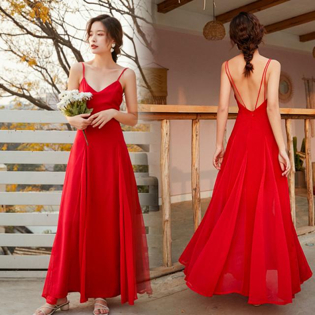 レディースビーチ 海旅行赤いワンピースロング丈 シフォン リゾート ボヘミアン セクシービーチワンピースフェミニンマキシー キャミソーの通販はau Pay マーケット エンブリッジ