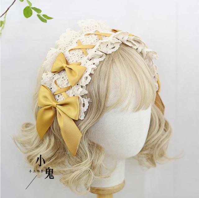 マスタード色ヘッドドレス Lo娘ロリータ超可愛いカチューシャ リボン Cosplay Lolita日系コスプ道具チューシャヘアピンレースりぼんイベの通販はau Pay マーケット エンブリッジ