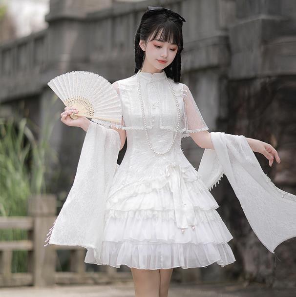 白仙气花嫁春夏ワンカラーゴスロリワンピース ロリィタ OP Lolita 