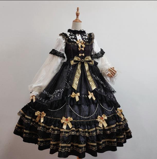Lolita JSK花嫁春夏ワンカラーゴスロリワンピース ロリィタ Lolita ロリータ コスプレ ウェディングドレス日常服ゴスロリワンピース人形師  レディースフリルレース ワインカート 可愛いお嬢様姫系少女ワンピ ホワイトワンピゴージャスドレス リサ ワンピース ブラウス３点セット ...