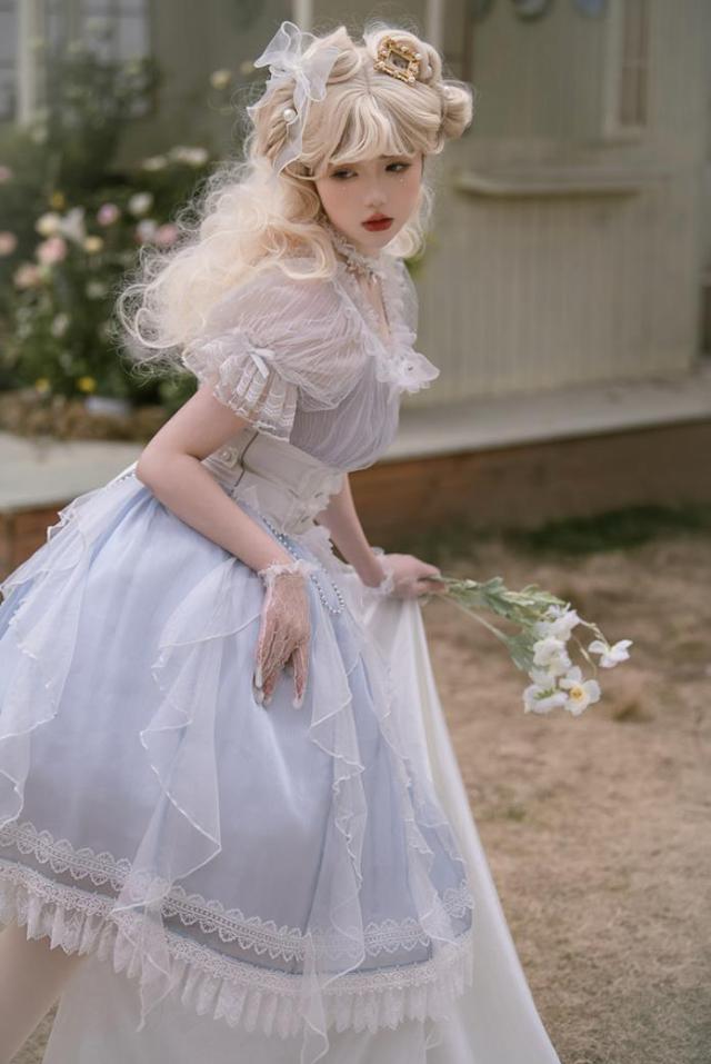2022新品仙气花嫁春夏ゴスロリワンピース ロリィタ 半袖OP Lolita 