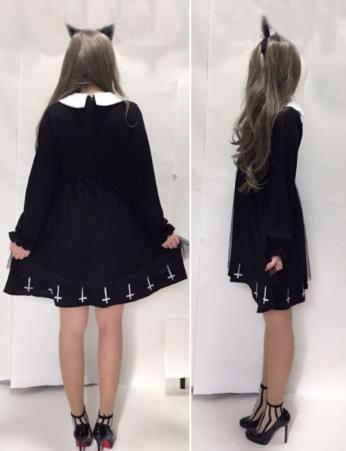 2点送料無料ゴスロリワンピース 黒 ドレス ロリィタ 長袖 短袖膝丈 Lolita ロリータファッション コスプレ魔女十字架 クロスコスプレの通販はau Pay マーケット エンブリッジ