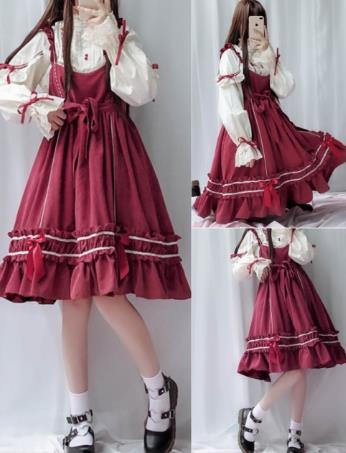 2点送料無料ワンピース レディース ロリータワンピース Lolita ゴスロリ 赤 レッド キャミソールワンピース ゆったり スカート コスプレの通販はau Pay マーケット エンブリッジ