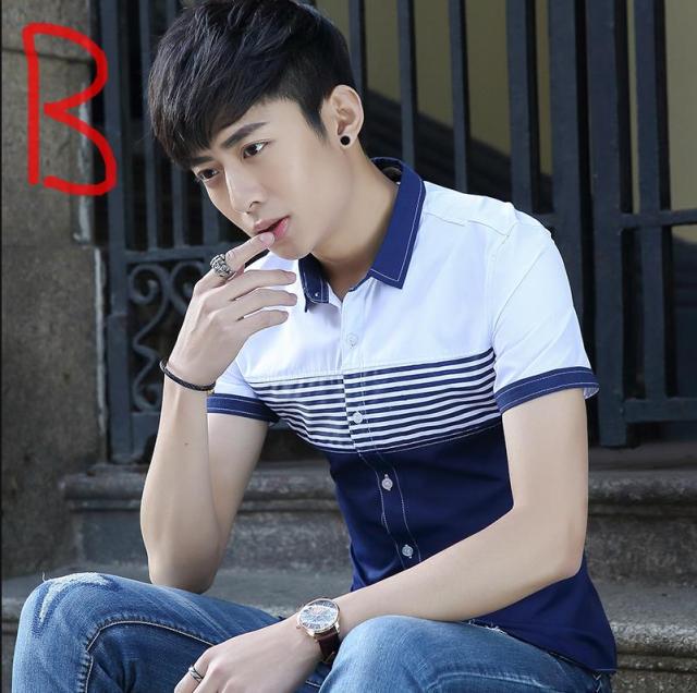 夏新品人気メンズファッション メンズ半袖 韓国スタイル スリム レジャー ストライプ 白シャツ カジュアルシャツ ワイシャツの通販はau Pay マーケット エンブリッジ