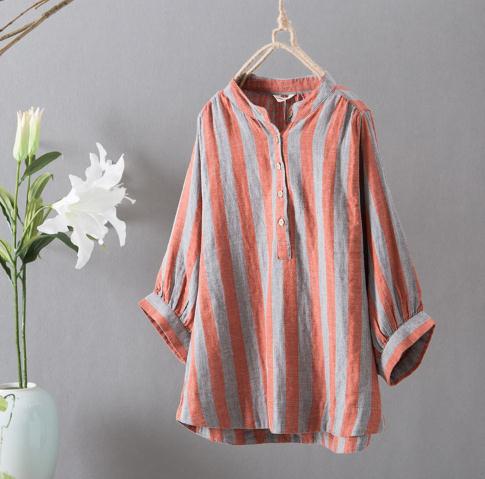 レディース 5分袖 トップス生地柔軟 コットン ストライプ 通気性いい パフスリーブ ゆったり 文芸 亜麻 上品 上着 Tシャツ ワイシャツの通販はau Pay マーケット エンブリッジ