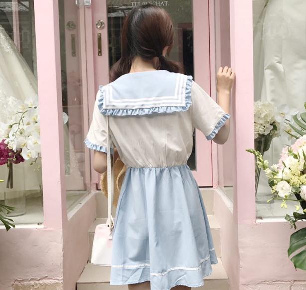 特価 新作 半袖 ワンピース マリン風 セーラー風ワンピース セーラー ワンピース セーラー服 ワンピ 長袖 セーラーカラー 学院風 の通販はau Pay マーケット エンブリッジ