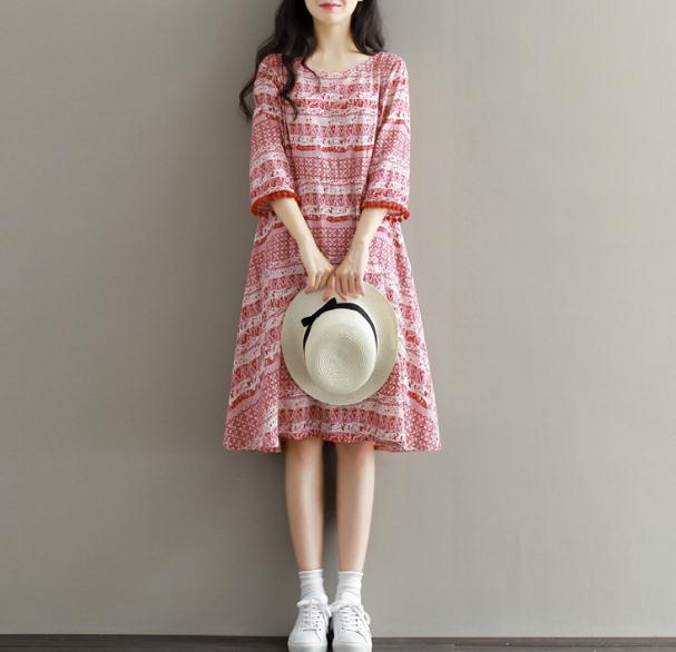 新作 半袖レディース ワンピース 民族風ワンピース 復古プリントワンピース ひざ下丈ワンピ ａラインスカート タッセル飾り コットンの通販はau Pay マーケット エンブリッジ