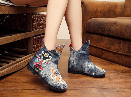 レディースシューズ チャイナ靴手作り北京布靴エスニックチャイナシューズカジュアル民族風デニム刺繍柄ミュール婦人チュール通気性優靴の通販はau Wowma エンブリッジ