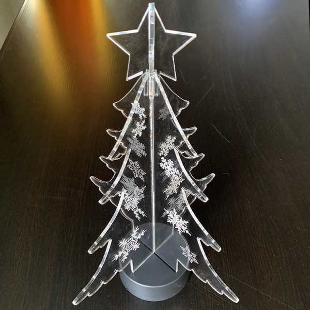 クリスタルツリー 雪の結晶　LEDライトベース クリスマスツリー アクリル 送料無料